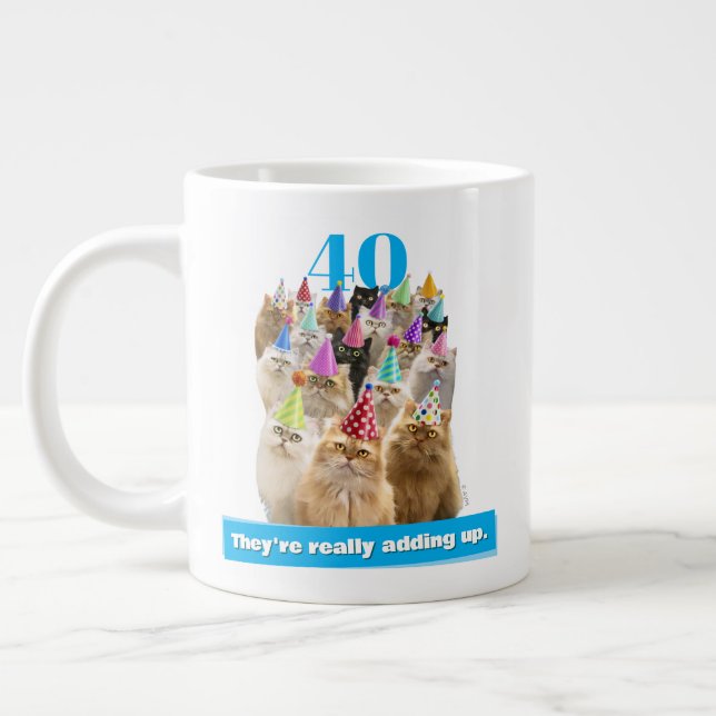 Cat Party Large Coffee Mug (Left)