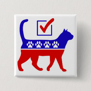 Cat Party Logo Feline Politics Great Party of Meow 2 Inch Square Button