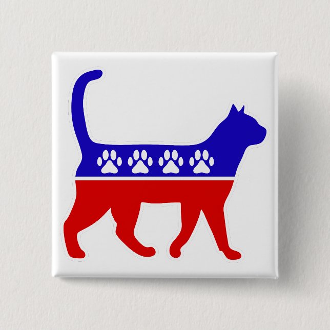 Cat Party Logo Feline Politics Great Party of Meow 2 Inch Square Button (Front)