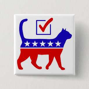 Cat Party Logo Feline Politics Great Party of Meow 2 Inch Square Button