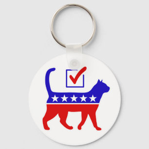 Cat Party Logo Feline Politics Great Party of Meow Keychain