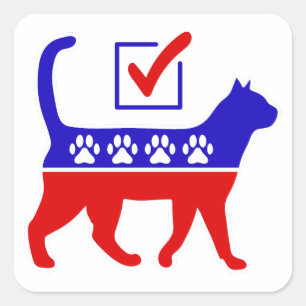 Cat Party Logo Feline Politics Great Party of Meow Square Sticker