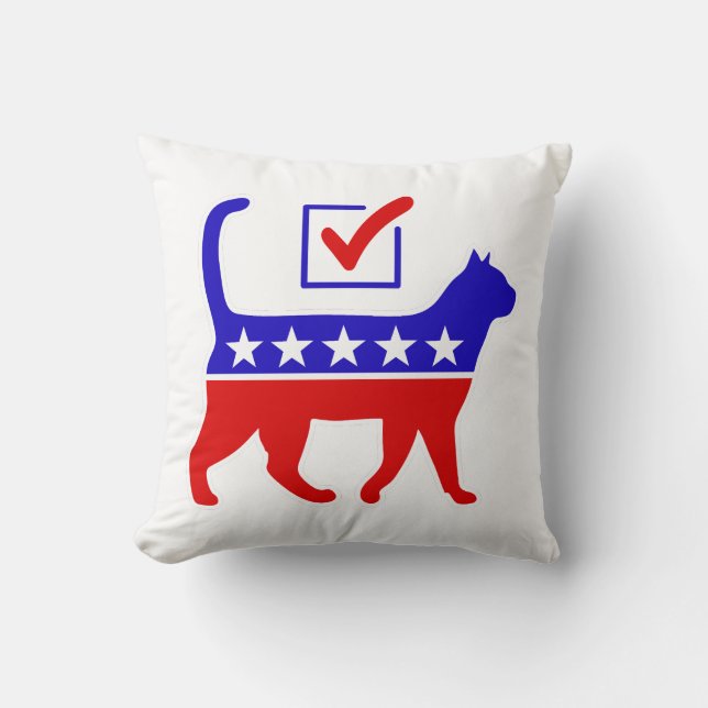 Cat Party Logo Feline Politics Great Party of Meow Throw Pillow (Front)