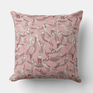 cat party pink throw pillow