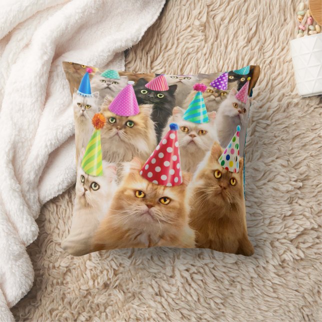 Cat Party Throw Pillow (Blanket)