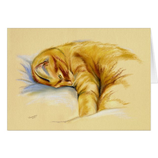 Cat Pastel - Orange Tabby Relaxed Pose (Front Horizontal)
