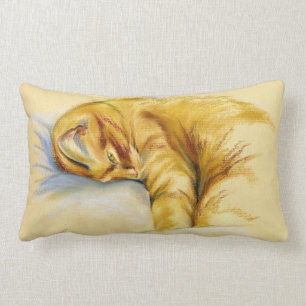 Cat Pastel - Orange Tabby Relaxed Pose Lumbar Pillow