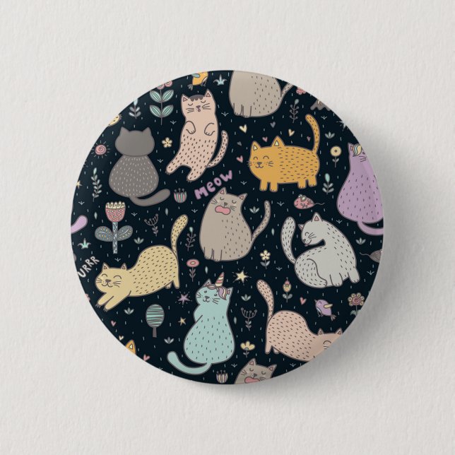 Cat pattern 2 inch round button (Front)