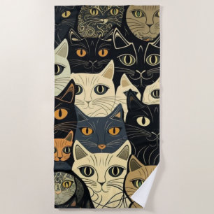 Cat Pattern Artsy Beach Towel