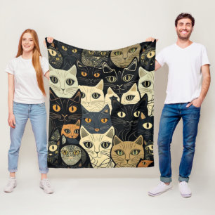 Cat Pattern Artsy Fleece Blanket