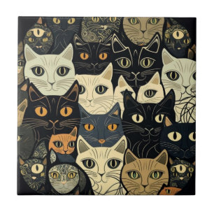 Cat Pattern Artsy Tile