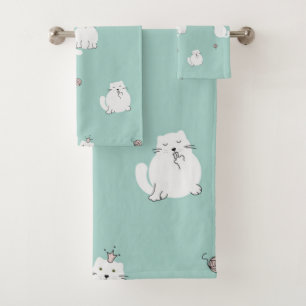 Cat pattern bath towel set