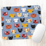 Cat Pattern Blue Mouse Pad<br><div class="desc">Lots of cute little cats on a mid blue background. Cats love a mouse. Original art by Nic Squirrell.</div>