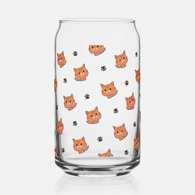 cat pattern can glass (Front)