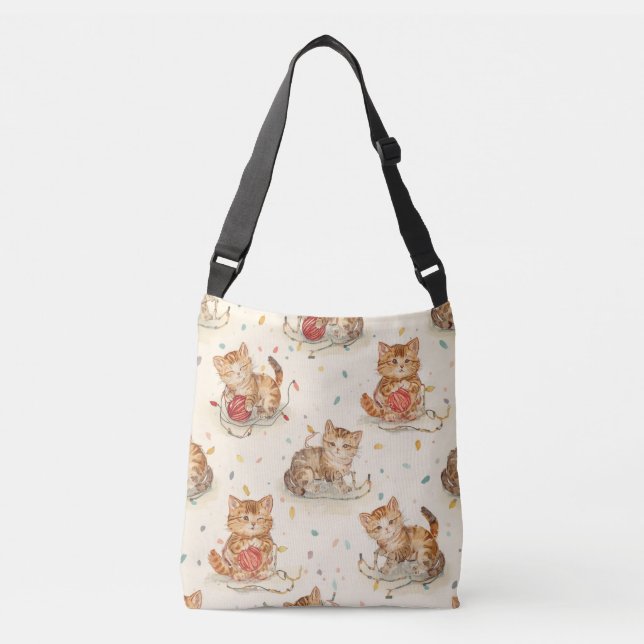 cat pattern christmas crossbody bag (Front)