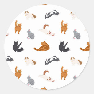 Cat pattern classic round sticker