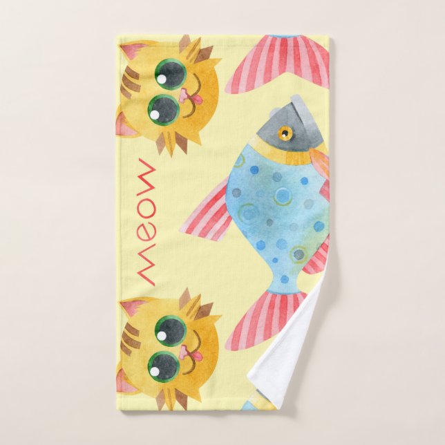  Cat Pattern Cute Colourful Pets Animals Hand Towel (Hand Towel)