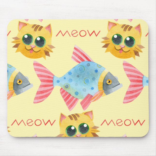  Cat Pattern Cute Colourful Pets Animals Mouse Pad (Front)