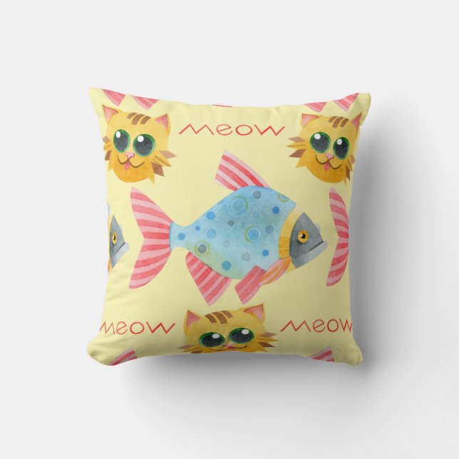 Cat Pattern Cute Colourful Pets Animals   Throw Pillow (Front)