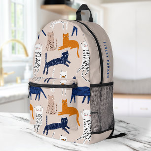 Cat Pattern Cute Hand Drawn Print Kids Printed Backpack