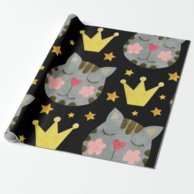 Cat Pattern Cute Pets Animals  Wrapping Paper (Unrolled)