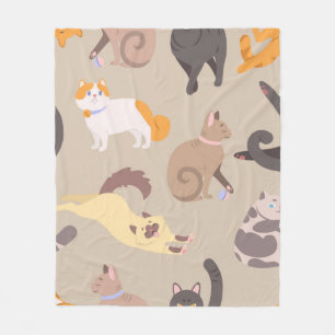 Cat pattern fleece blanket