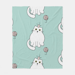Cat pattern fleece blanket