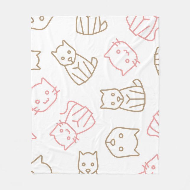 Cat pattern fleece blanket (Front)