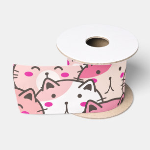 Cat Pattern Funny Colorful Pets Animals Satin Ribbon