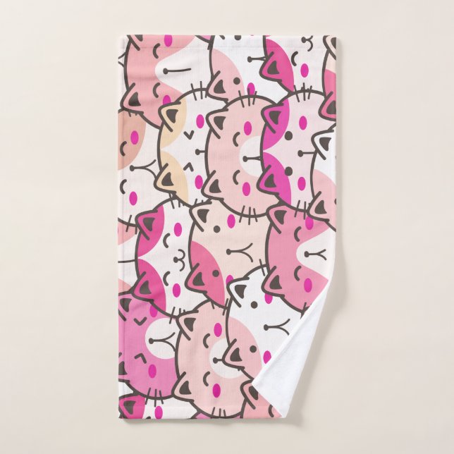 Cat Pattern Funny Colourful Pets Animals  Hand Towel (Hand Towel)