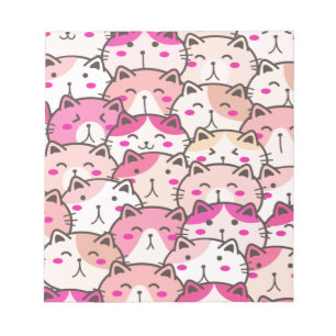 Cat Pattern Funny Colourful Pets Animals Notepad