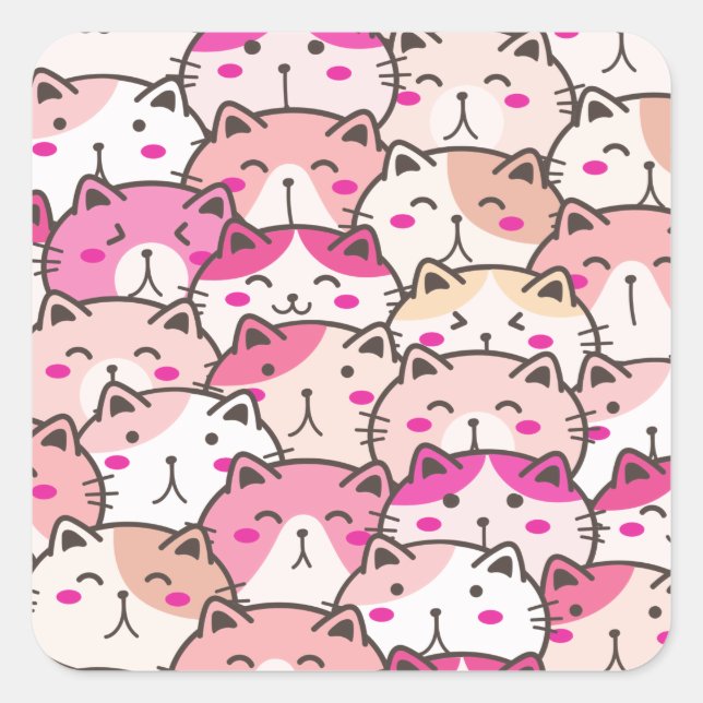 Cat Pattern Funny Colourful Pets Animals   Square Sticker (Front)