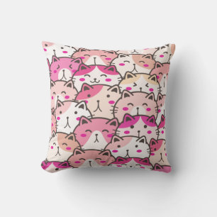 Cat Pattern Funny Colourful Pets Animals Throw Pillow