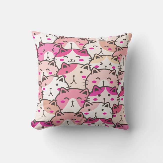 Cat Pattern Funny Colourful Pets Animals   Throw Pillow (Front)
