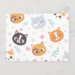 Cat pattern holiday postcard