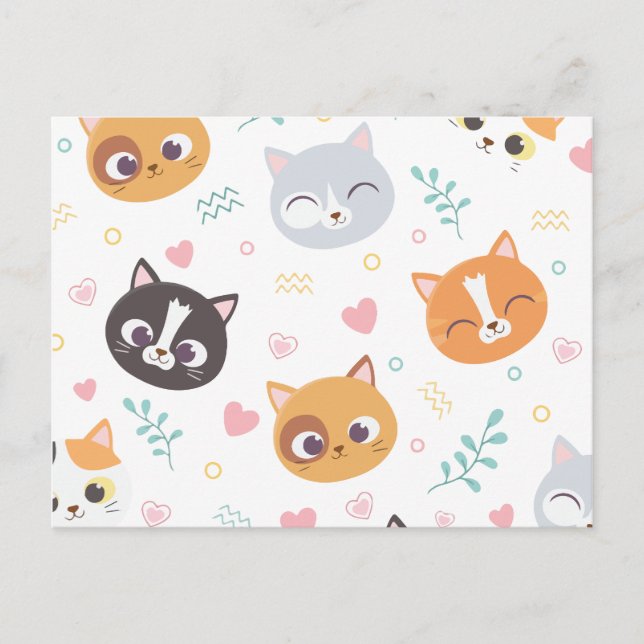 Cat pattern holiday postcard (Front)