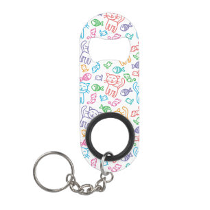 cat pattern keychain bottle opener