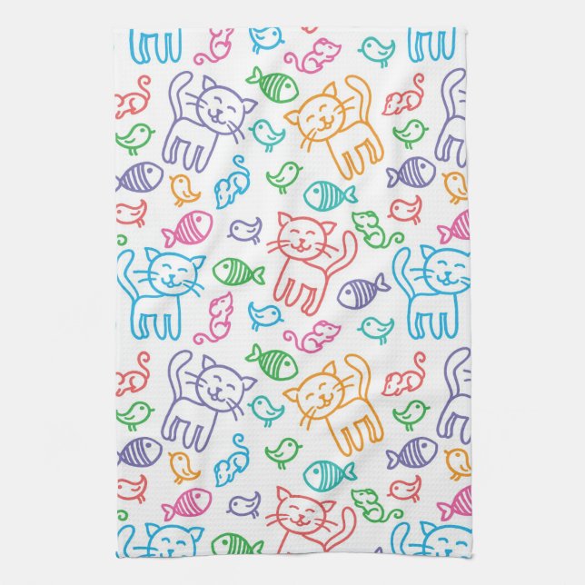 cat pattern kitchen towel (Vertical)