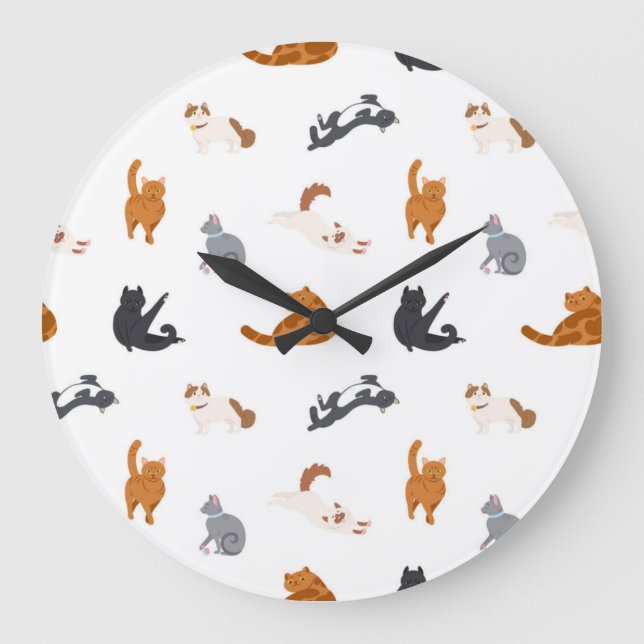 Cat pattern large clock (Front)