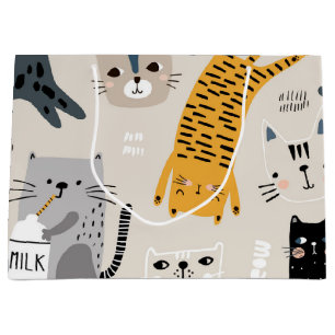 Cat pattern large gift bag