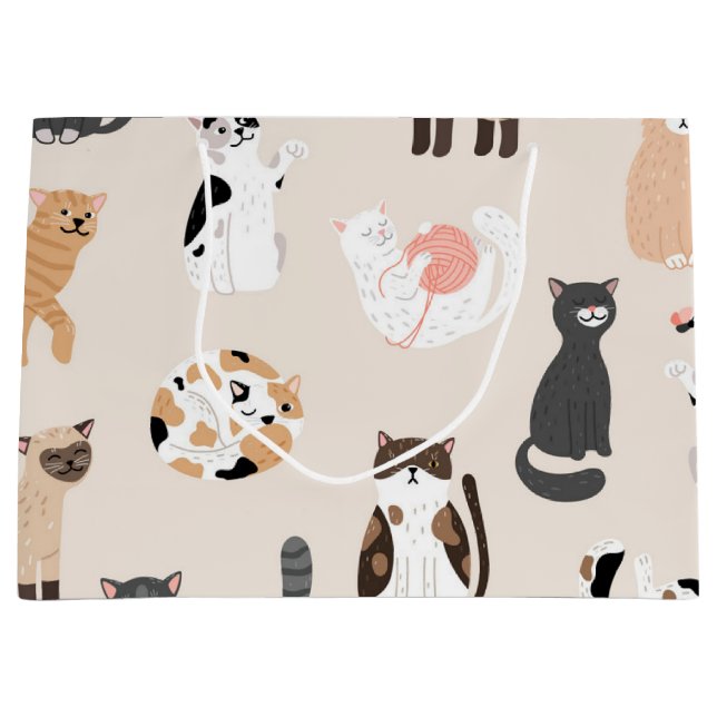 Cat pattern large gift bag (Front)