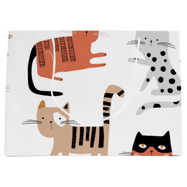 Cat pattern large gift bag (Front)