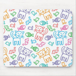 cat pattern mouse pad