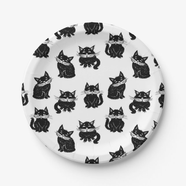 Cat pattern paper plate (Front)
