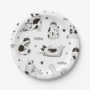 Cat pattern paper plate