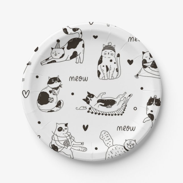 Cat pattern paper plate (Front)