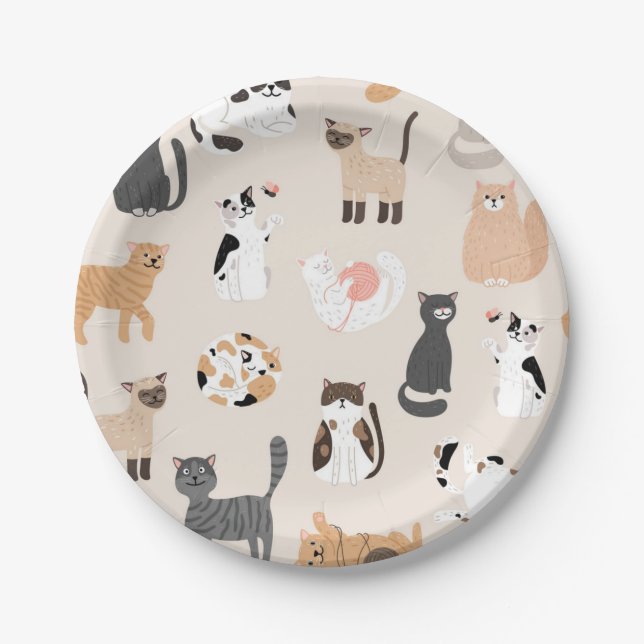 Cat pattern paper plate (Front)