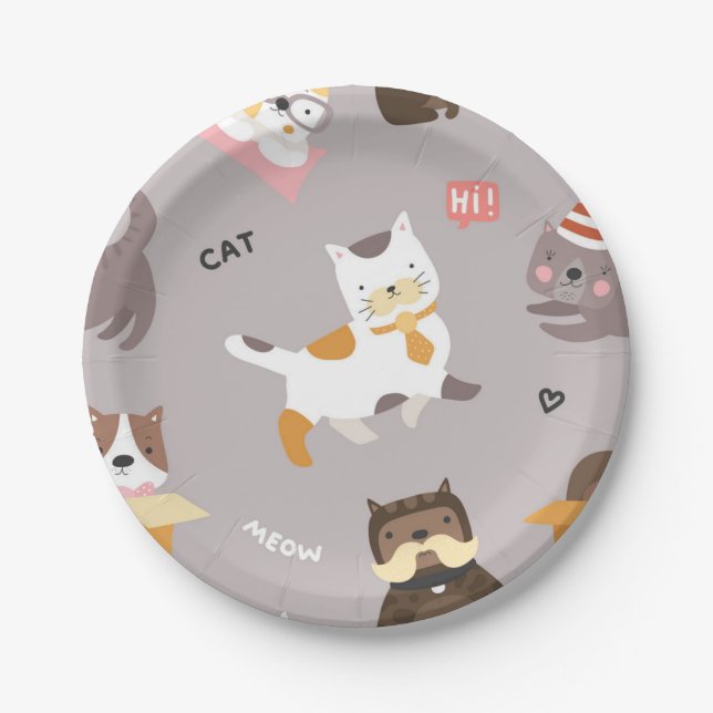 Cat pattern paper plate (Front)