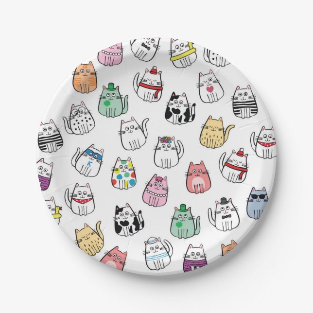 Cat pattern paper plate (Front)