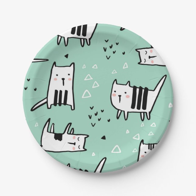 Cat pattern paper plate (Front)